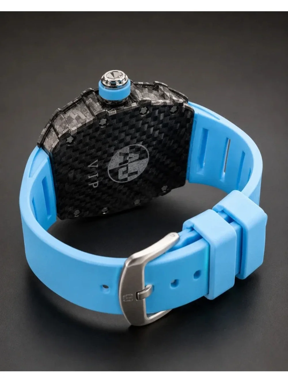 #560 AJ Brand 42mm Skeleton-Style Watch – Bold Blue & Black Design
